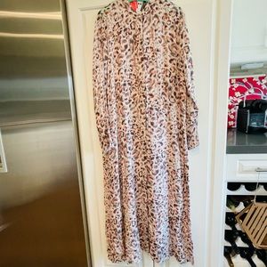 Cloth & Stone by Anthropologie Long Sleeve Button Front Tie Waist Midi Dress L